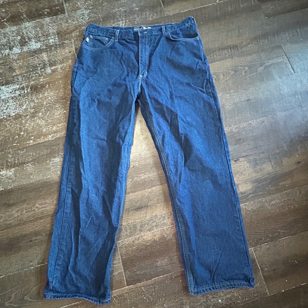 Carhartt FR Flame Resistant Relaxed Fit Jeans 42x32 Dark Wash CAT 2 FRB100-DNM